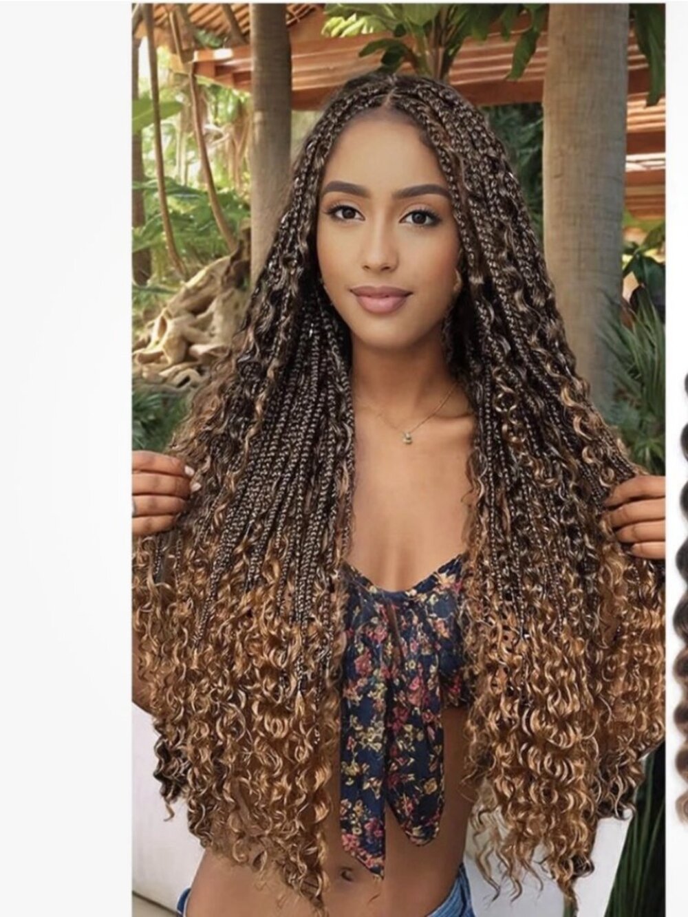 Boho Goddess Box Braids Hair Extensions - Ombre Curly Crochet Braids - New
